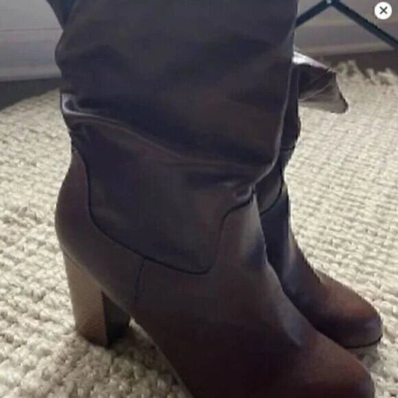 Style & Co. Womens Faux Leather Mid-Calf Boots saraa Brown western cowboy 10.5 - Picture 7 of 7